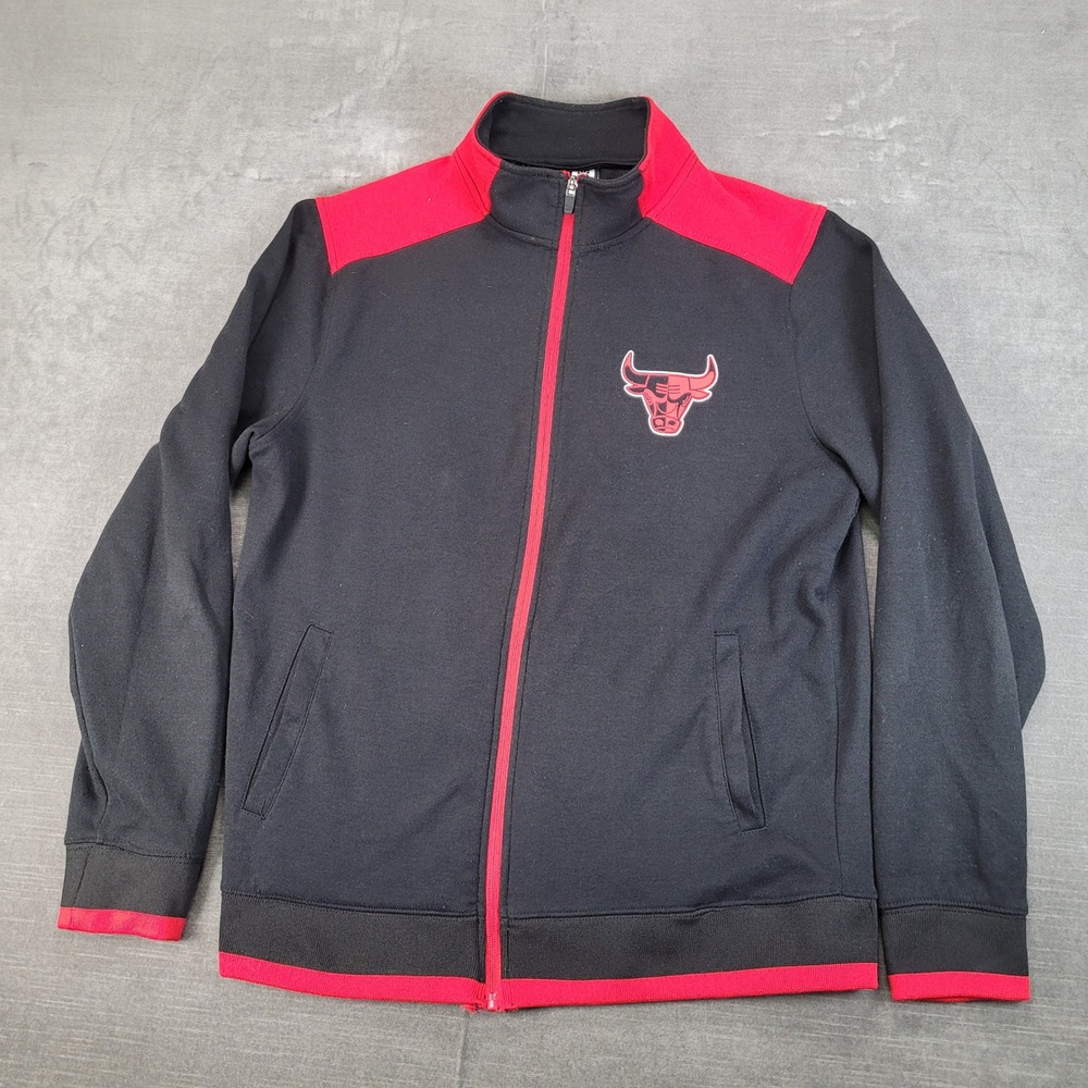 Chicago Bulls Track Jacket‎ NBA Basketball Zip Up Black Red Mens Medium